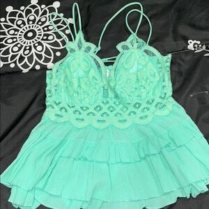 Mint Green Lace Women Top